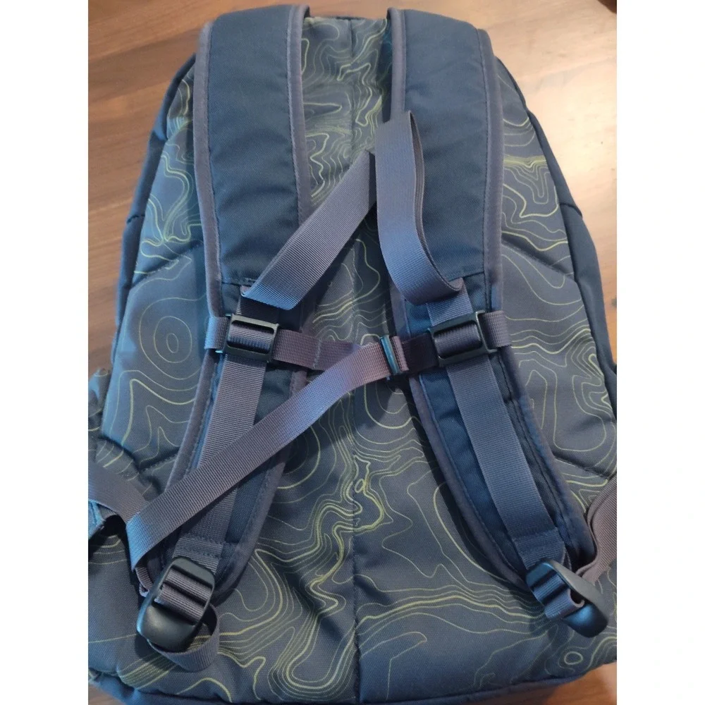 United By Blue Topographic Print Backpack Navy Blue Outdoor Daypack